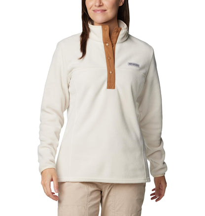 Columbia Benton Springs Suéter de Forro Polar Half Snap Mujer - XL - Chalk - Camel Brown