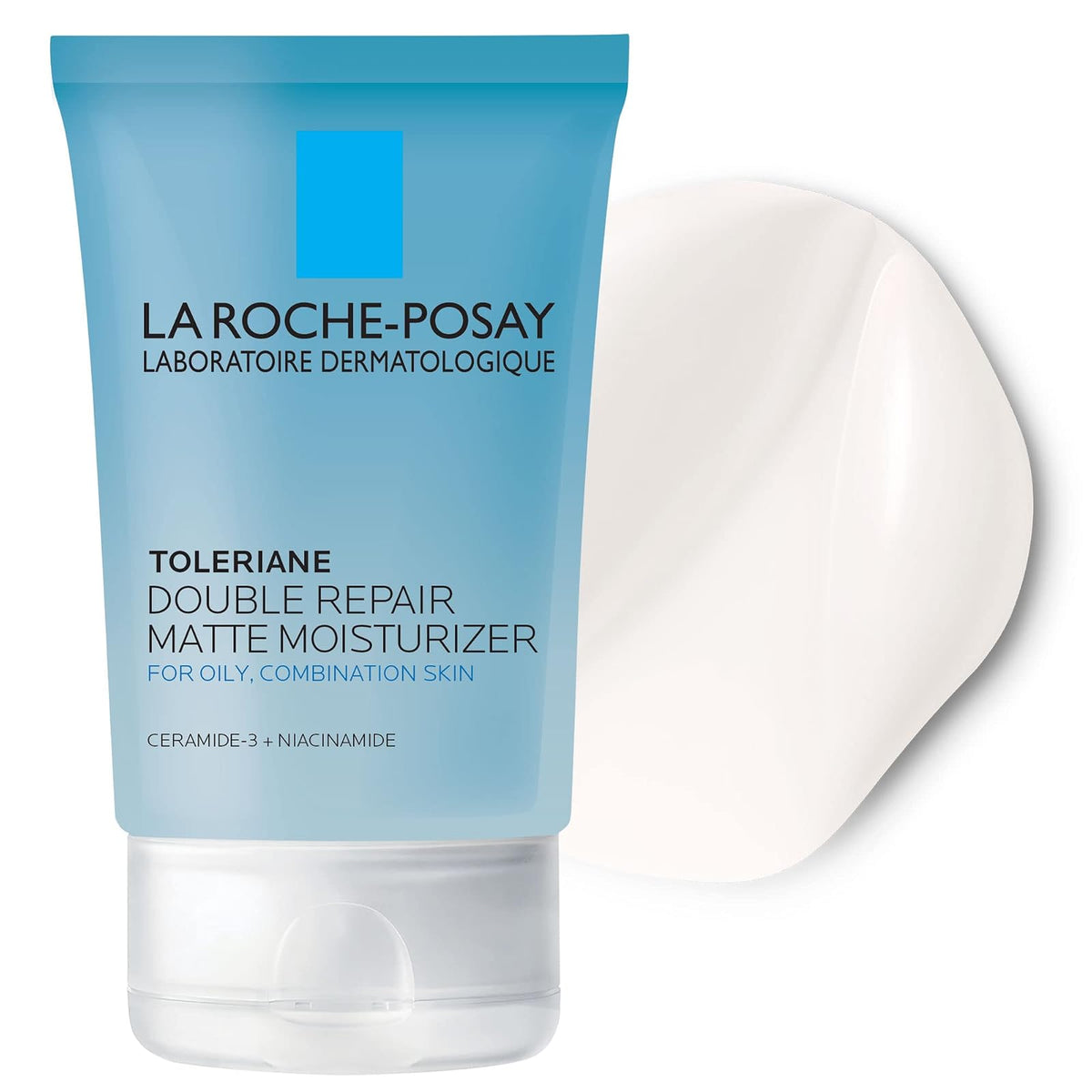 La Roche-Posay - Crema hidratante facial mate de doble reparación Toleriane, humectante en gel diario para controlar la piel grasa con niacinamida, sin aceite