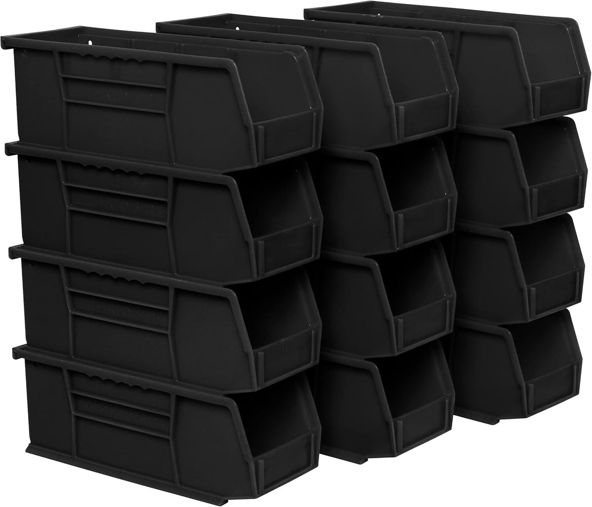 Akro-Mils 30224 Plastic Storage Stacking Hanging Akro Bin, 11-Inch by 4-Inch by 4-Inch, Black, Case of 12 - Negro