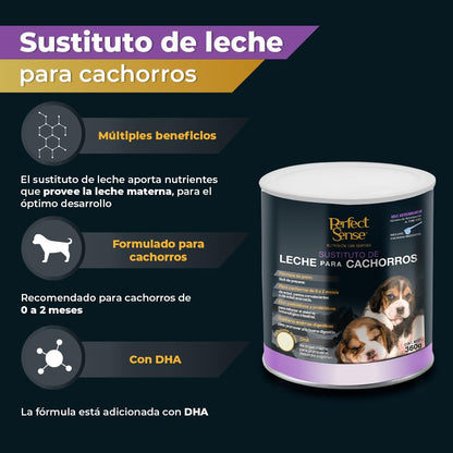 Perfect Sense Sustituto de Leche en Polvo para Cachorros con Hojuelas de DHA Contiene 360 Gramos