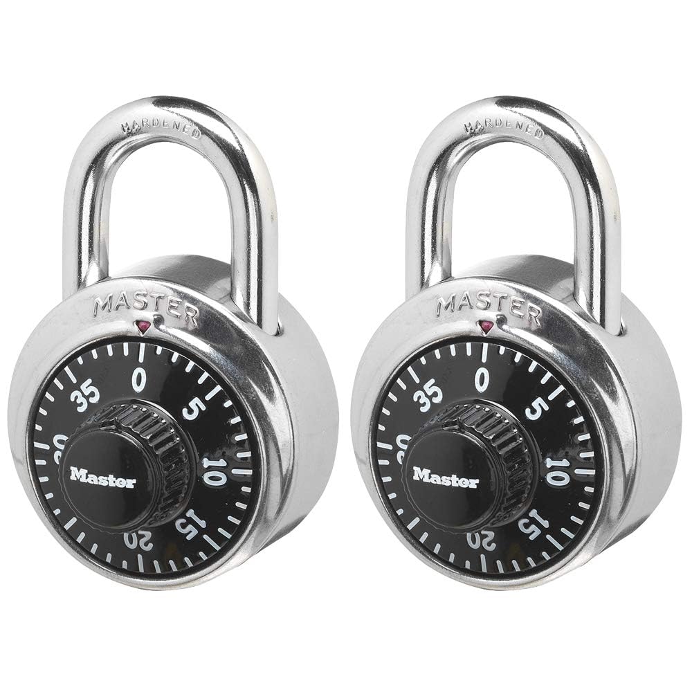 Master Lock Cerraduras de casillero, cerraduras de combinación para gimnasio y escuela, paquete de 2, 1500T, color negro