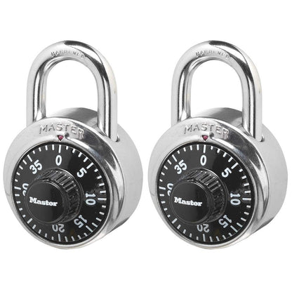 Master Lock Cerraduras de casillero, cerraduras de combinación para gimnasio y escuela, paquete de 2, 1500T, color negro