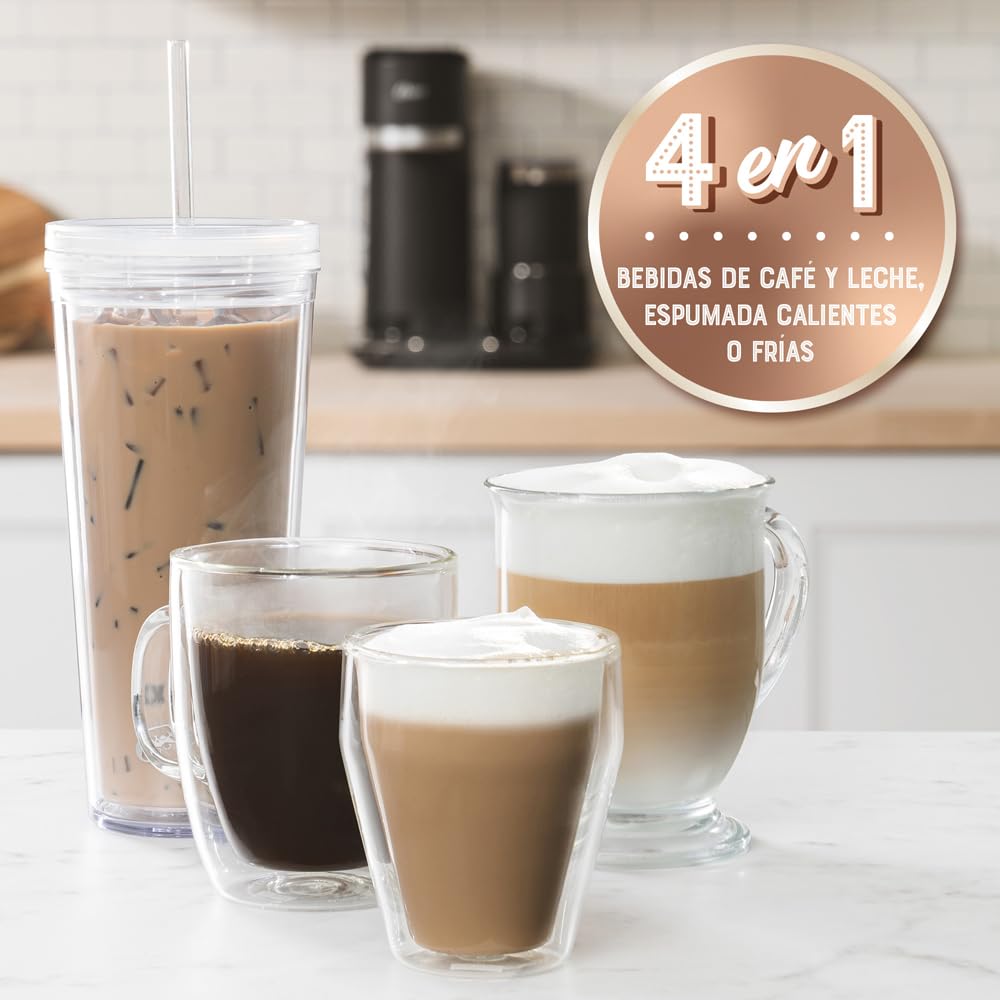 Oster® Cafetera Frappé 4 en 1, con espumador, para Café Helado, Granizado o Caliente, Negro, BVSTDC02B