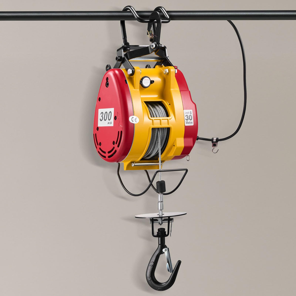 VEVOR Cabrestante eléctrico 2 en 1, capacidad de 300 kg, grúa portátil de 1500 W, altura de elevación de 30 m, 18 m/min con control remoto con cable e inalámbrico para fábricas, almacenes y garajes