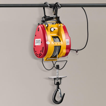 VEVOR Cabrestante eléctrico 2 en 1, capacidad de 300 kg, grúa portátil de 1500 W, altura de elevación de 30 m, 18 m/min con control remoto con cable e inalámbrico para fábricas, almacenes y garajes