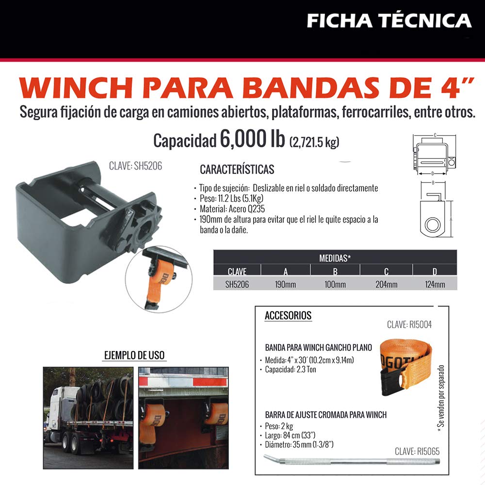 Dogotuls SH5206 Winch Deslizable para Banda de 4"