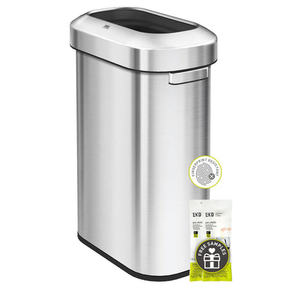 EKO Urban - Bote de basura comercial delgado de acero inoxidable de 24 galones/90 litros, cubeta de basura grande de grado comercial resistente para el hogar, oficina, hotel, cafetería, restaurante,