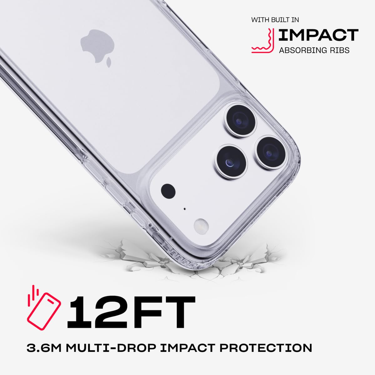 Tech21 EvoClear Funda para iPhone 17 Pro MAX - Transparente | Funda Protectora Delgada | Protección contra Impactos | Compatible con Carga inalámbrica