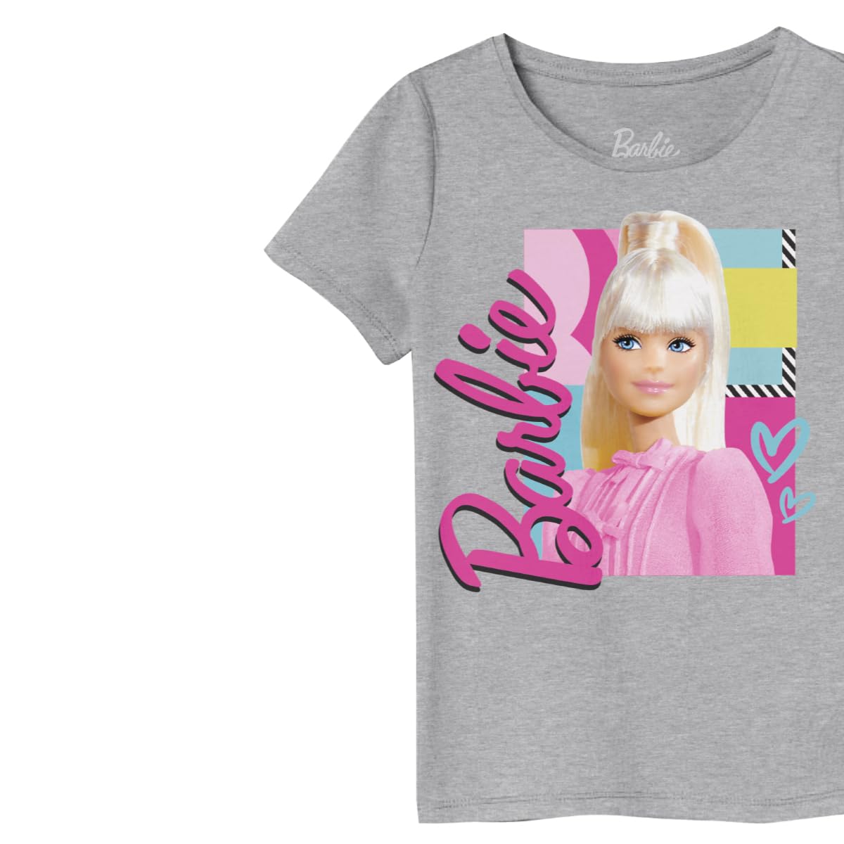 Barbie Cute Playera Casual Estampada para Niñas, Gris Jaspe