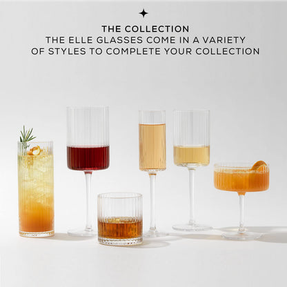 JoyJolt - Copas de vino estriadas - ELLE 17 oz rojo juego de 2 vasos grandes de tallo largo Vaso único o cóctel estilo clásico