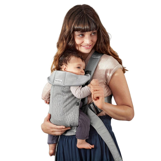 BabyBjörn Canguro Portabebé Mini, Gray, 3D Mesh | Newborn Carrier (7-15 lbs), Ergonomic, Easy-to-Use