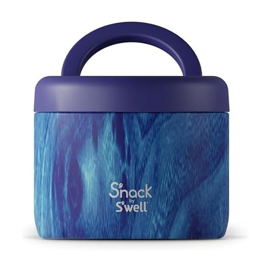 S'well S'nack - Contenedor de alimentos de acero inoxidable – 24 onzas – Azure Forest – Cuencos aislados de doble capa para mantener la comida fría durante 8 horas y caliente durante 6 – Sin BPA