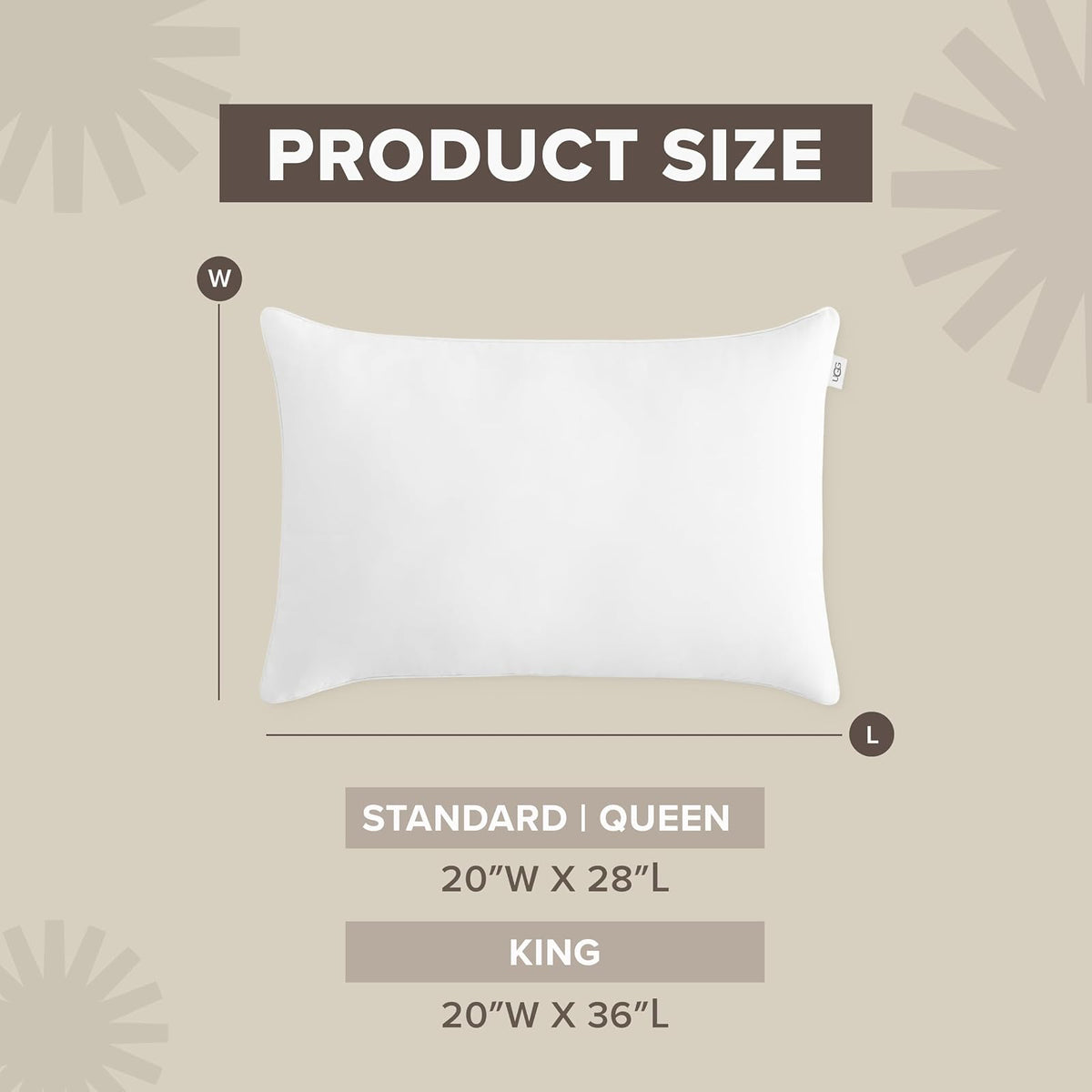 UGG Danielle - Almohada de Cama de Hotel de Lujo hipoalergénica de tamaño estándar para Dormir en la Parte Posterior o Lateral con Funda Lavable para tamaño Queen matrimonial o Individual, 20 x 28