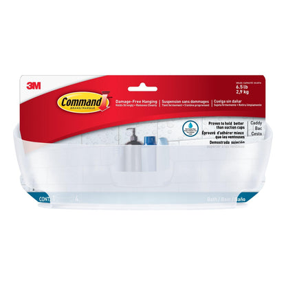 COMMAND 3M Cesto para Baño con Tiras Adhesivas Color Blanco 1 pza | Organiza el baño sin dañar superficies, Resistente al agua, No requiere herramientas, Fácil de limpiar, Fijación segura