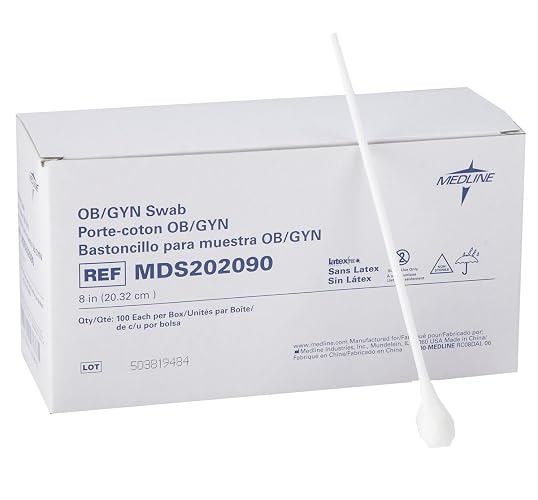 Medline Hisopos No Estériles OB/GYN Con Punta Rayón | Paquete 100, 8 Inch, Aplicación Medicamentos, Puntos Difíciles Alcanzar