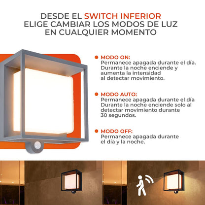 Tecnolite Lámpara Solar LED de Pared, 3 W, Luz Suave Cálida, Sensor de Movimiento, 3 Modos de Luz, IP54, LED integrado