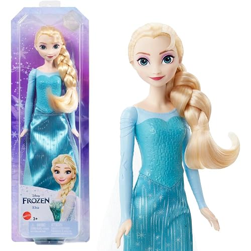 Mattel, Disney Frozen Elsa Muñeca con look reina de hielo, juguete +3 años (Mattel HLW47)