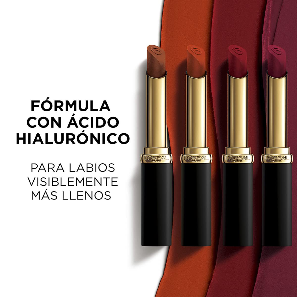 L'Oréal Paris Labial en Barra Mate con Ácido Hialurónico, Color Riche Intense Volume Matte |346 LE ROUGE DETERMINATION, 1.8g