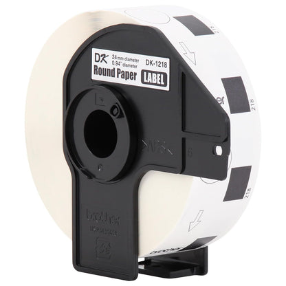 Brother Etiquetas Redondas DK-1218 de 24 mm | Papel Adhesivo para Impresoras de Etiquetas Brother QL-800, QL-810W y QL-1110NWB, Etiquetas Blancas Para Oficina y Negocio