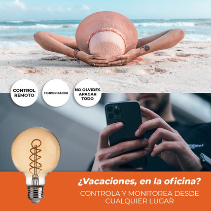 Tecnolite Connect - Foco Vintage LED Inteligente G25 WiFi 5.5W - Luz Blanca Dinámica, Atenuable, Bombilla Edison Compatible con Alexa, Google Assistant, Atajos de Siri y App móvil
