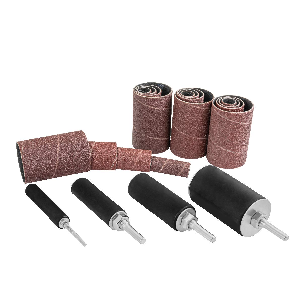 POWERTEC 71634 Kit de tambor de lijado de prensa de taladro de 20 piezas con vástagos de ¼ y 1/8 pulgadas, mangos de lijadora de husillo, estuche de transporte de herramientas