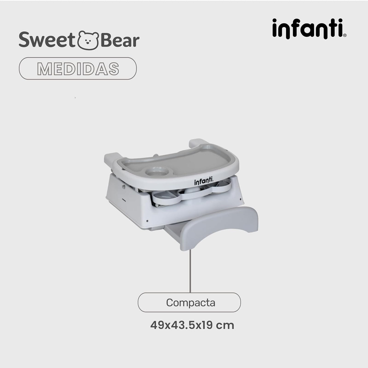 Infanti, Silla 4 En 1 Arnes De 5 Puntos Ligera Práctica Y Plegable Sweet Bear Gris