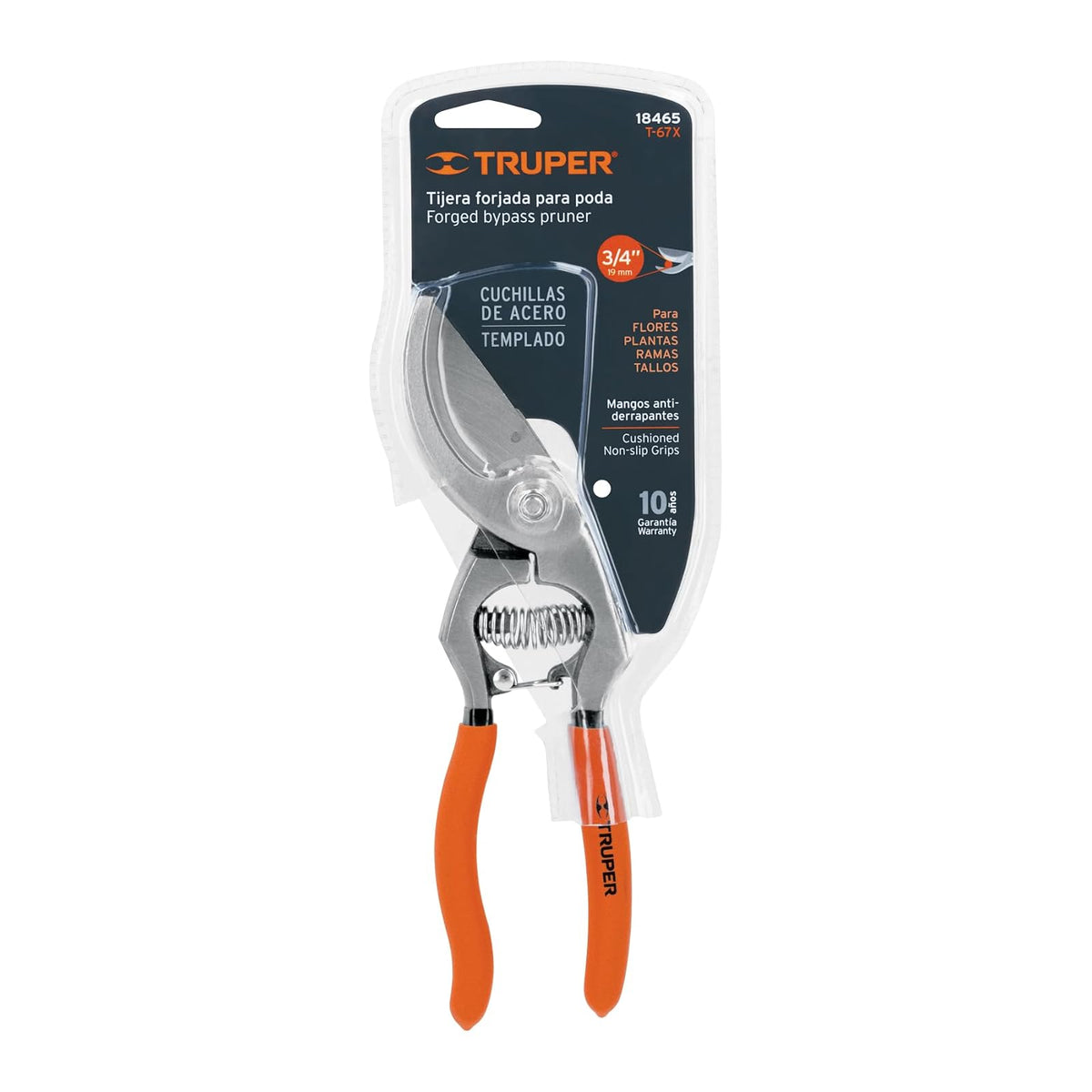 Truper T-67X, Tijera para poda 8-1/2", cuchilla de paso