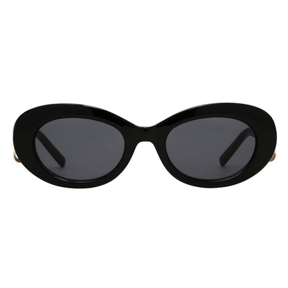 Betsey Johnson Women's Lucky Charm Oval Sunglasses, Black, 36 mm