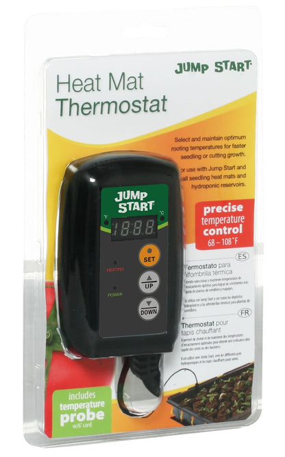 JUMP START by Hydrofarm - Driver de termostato Digital para Alfombrillas térmicas, MTPRTC, sonda Resistente al Agua, Lectura Celcius o Farenheit, Cable de 6 pies