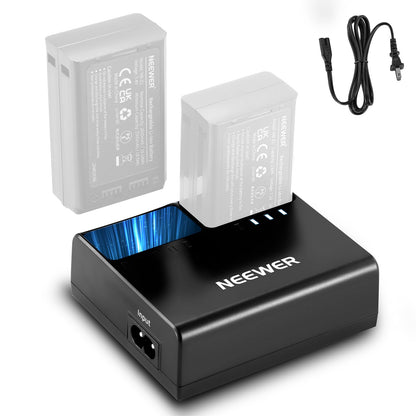NEEWER NC2-Z1 Kit Cargador Batería Doble Ranura Z3 Z2PRO Z2 Z1 Z880 TTL Speedlite Flash, 7.2V/3000mAh, 7.4V/2600mAh Batería, Salida CC 8,4 V/5 V, Cargador USB CA con Cable CA (Enchufe US)