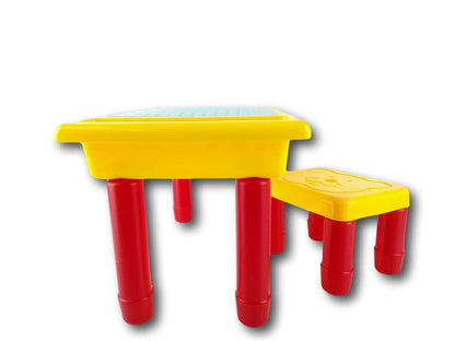 Mesa con Silla para Jugar con Piezas de Armado