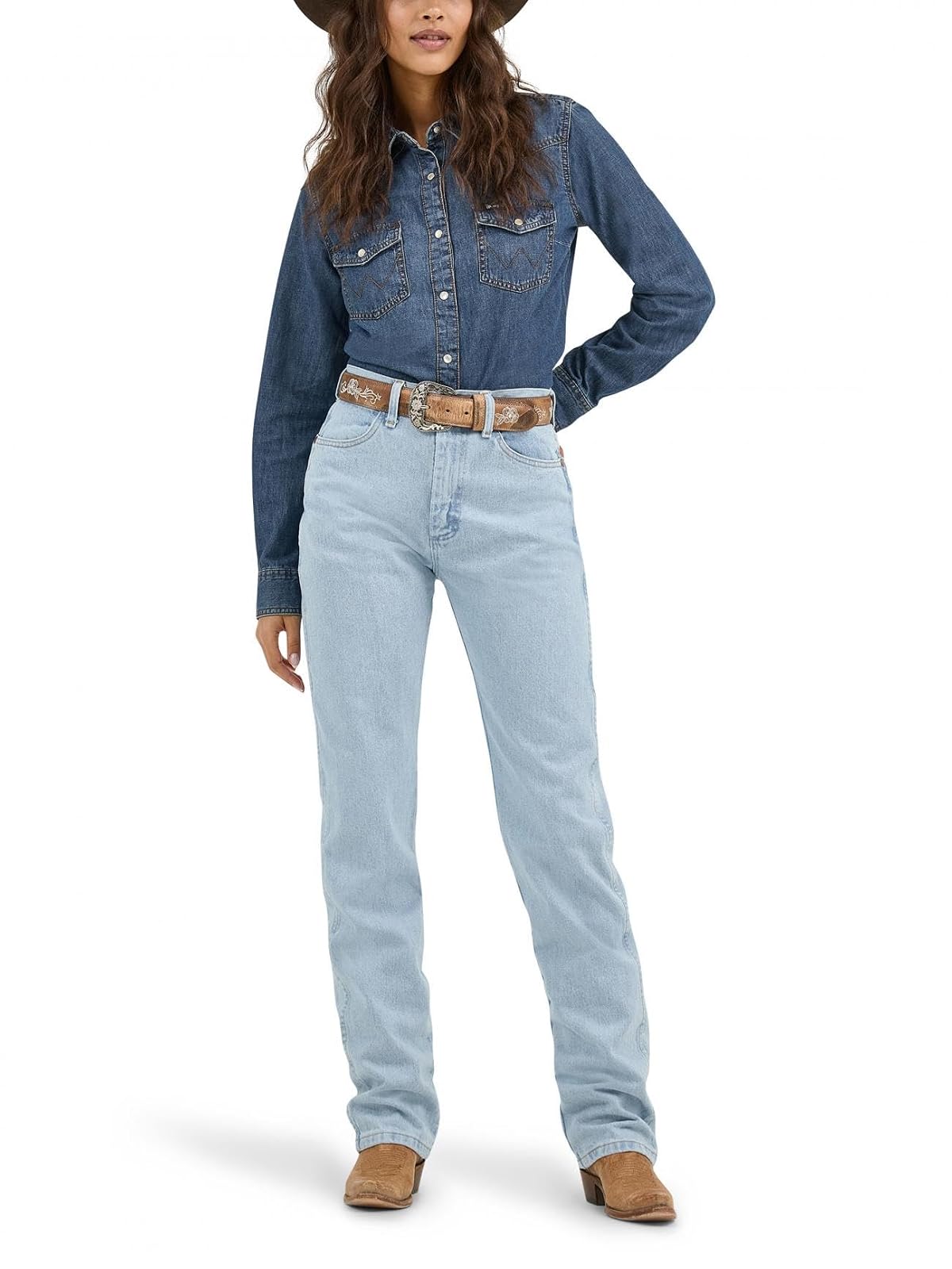 Wrangler Camisa Manga Larga Retro de Algodón para Mujer, Multicolor, XS