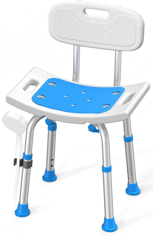 HOMLAND - Silla de Ducha para Ducha Interior con Respaldo extraíble, Asiento de baño Resistente de 400 Libras para Tina, Taburete de baño de Seguridad para Personas Mayores y discapacitados