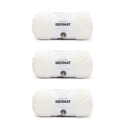 Bernat Softee Cotton, Hilo de Algodón y Acrílico Peso DK - Algodón - Paquete de 3