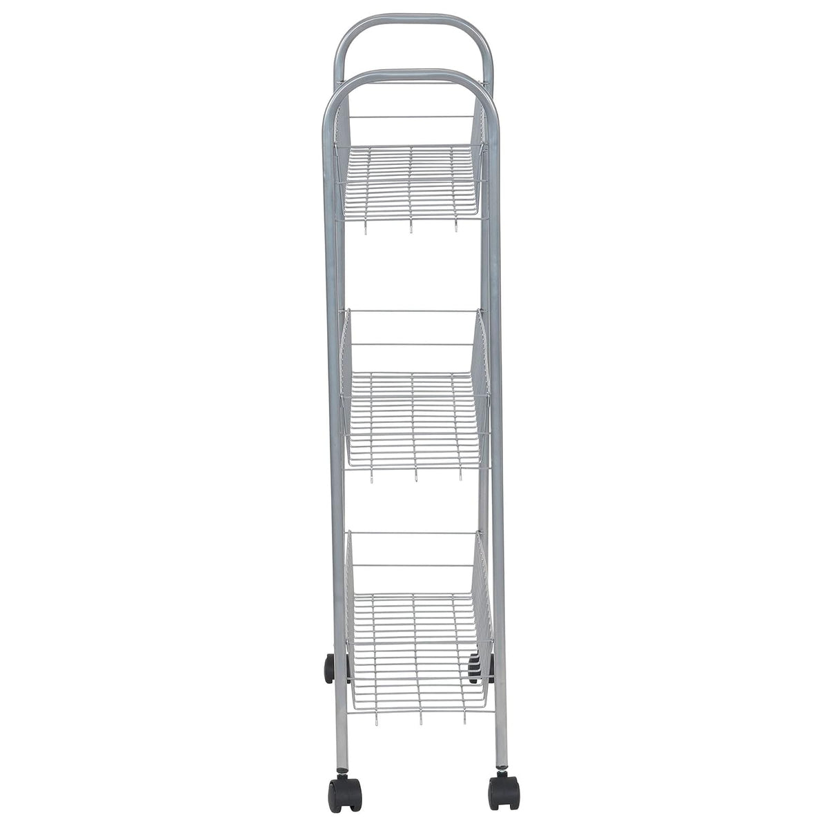 Household Essentials Slim Line 3-Tier Metal Cesta de la Compra, Color Plateado Satinado