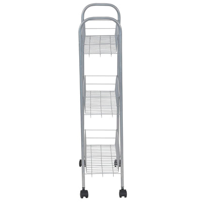Household Essentials Slim Line 3-Tier Metal Cesta de la Compra, Color Plateado Satinado