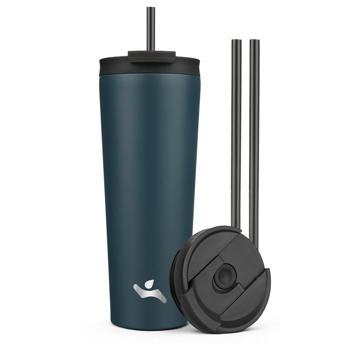 Konokyo Vaso Aislado de Acero Inoxidable con Popote y Tapa - 26oz - Azul marino