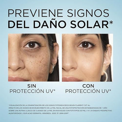 L'Oréal Paris UV Defender Aquafusion Protector Solar Diario FPS50+, Protector Solar Aqua-Gel, Previene Manchas Solares y Arrugas, Absorción Rápida en 3 Segundos, 50ml.