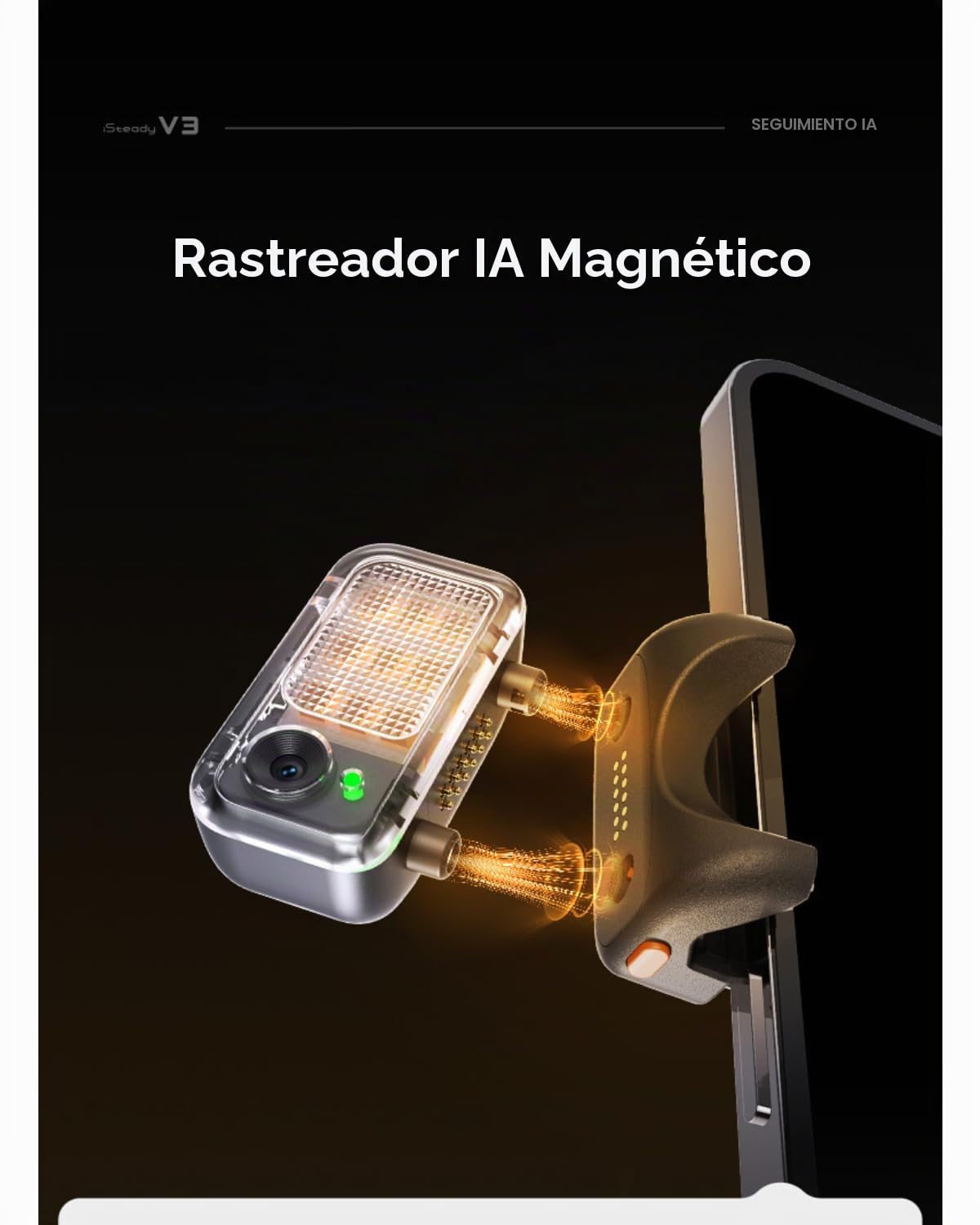 Hohem iSteady V3 Estabilizador para Celular, Gimbal 3 Ejes con AI Tracking sin App, Luz Ajustable, Control Remoto, Selfie Stick, Trípode, iPhone Android, Vlog TikTok Youtube, Negro