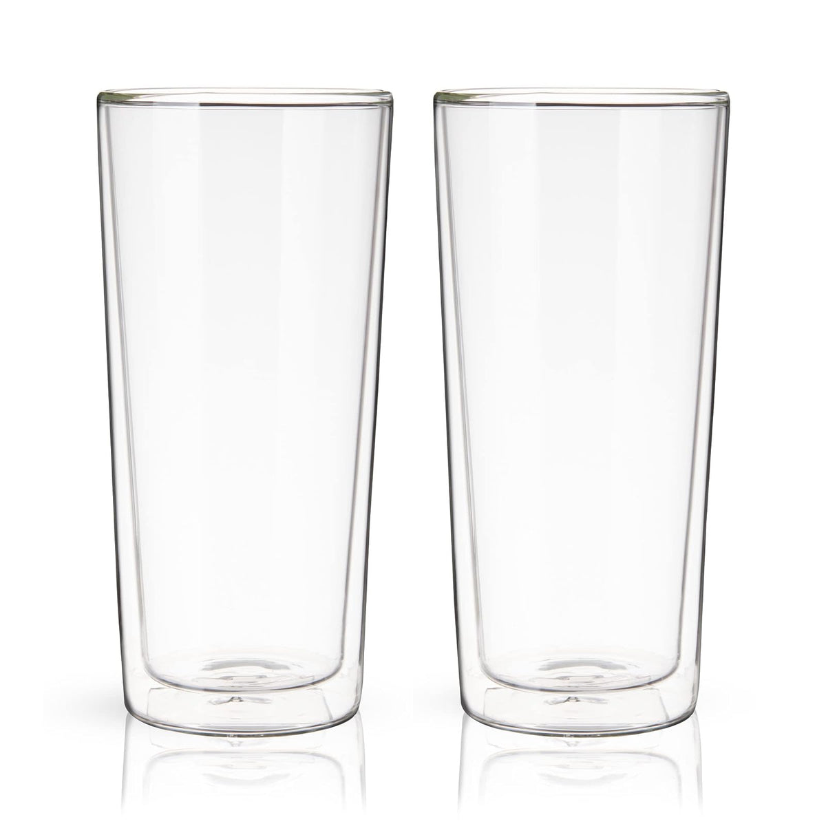 True - Juego de vasos de cerveza de doble pared, vasos de vidrio de pinta para inauguración de la casa, cumpleaños, boda, accesorios de bar, 16 onzas, juego de 2, transparente