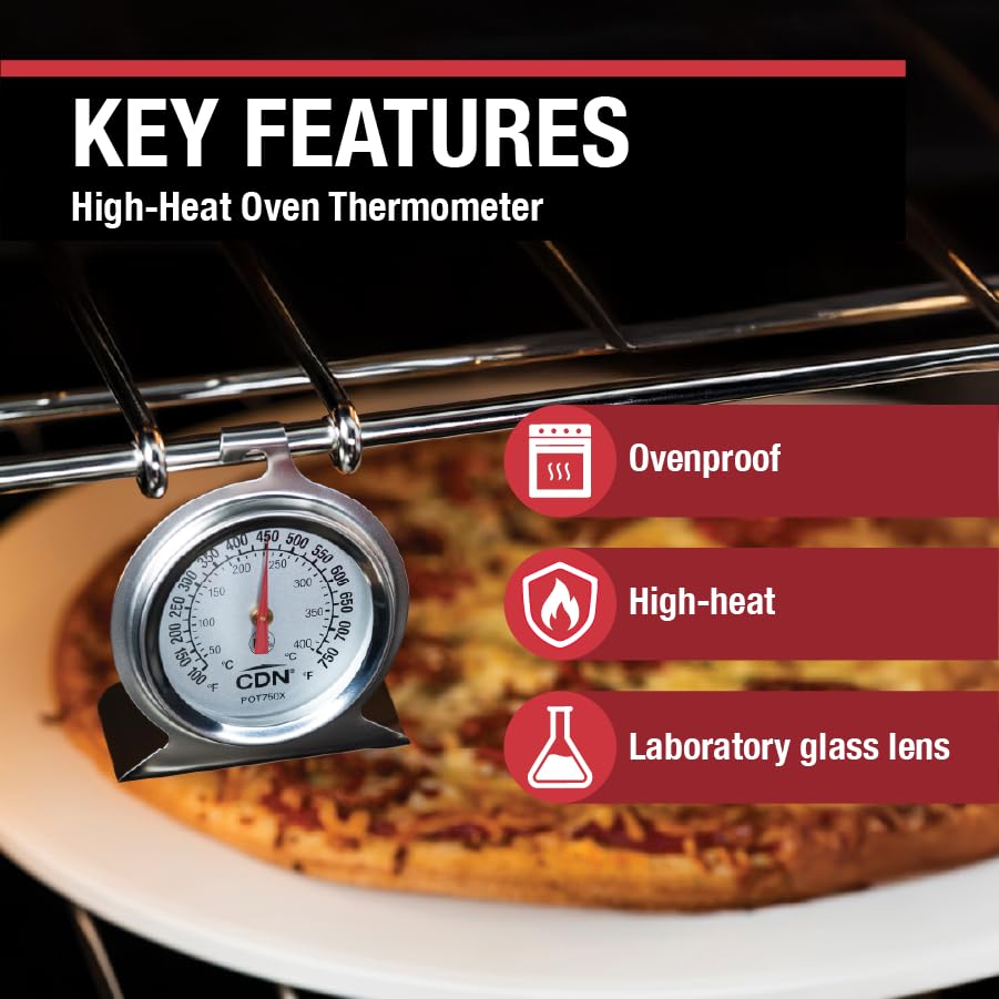 Termómetro de horno ProAccurate DOT2 con certificación NSF., ProAccurate termómetro de horno para altas temperaturas, Plateado, 1