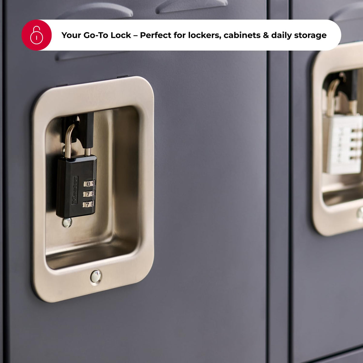 Master Lock Candado de Combinación Negro, Cerradura de Casillero de Gimnasio Interior con Código Personalizable de 3 Dígitos para Equipaje, Mochilas, Gabinetes, Paquete de 2, 647EC2