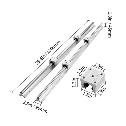 VEVOR SBR16 Rieles de Guía Lineal 1000mm 2PCS Carril Lineal 1000m 4PCS Bloque de Cojinete SBR16UU Kit de Deslizamiento de Cojinete Lineal para Máquinas Automatizadas CNC Fresadoras Tornos Impresora 3D