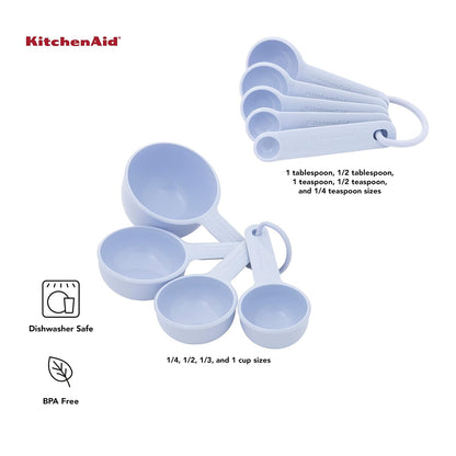 KitchenAid - Juego universal de tazas y cucharas medidoras fáciles de leer con mango suave para un máximo control, agujero para colgar y anidar para un fácil almacenamiento, apto para lavaplatos, 9