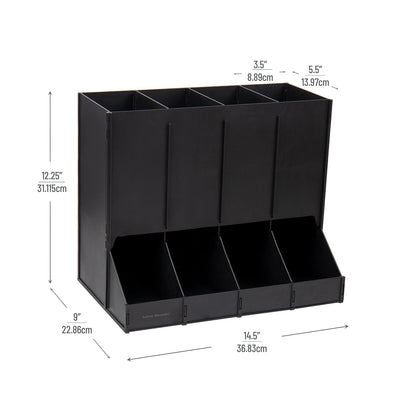 Mind Reader 4-Compartment Single Serve Coffee Pod Dispenser, 120 Pod Capacity, Breakroom, 14.5" L x 9" W x 12.25" H, Black