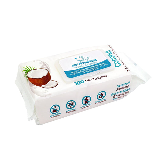 Best Pet Supplies Toallitas para Mascotas para Perros y Gatos Extra Suaves y Fuertes toallitas de Aseo – Paquete de 100, Coconut