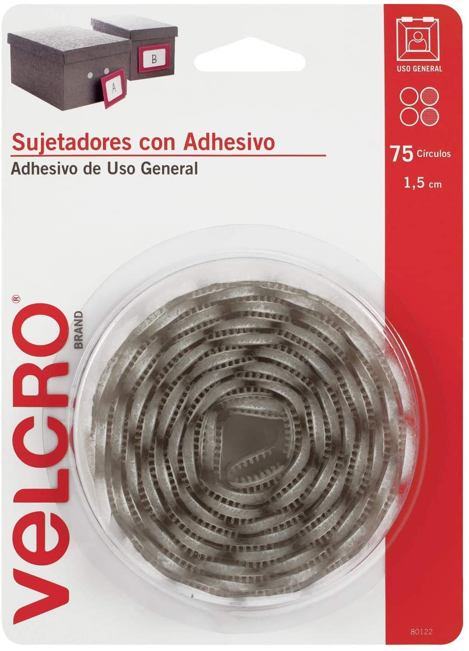 Círculos con Adhesivo de Uso General Marca VELCRO® Blanco 1.5cm 75 juegos (80122N)