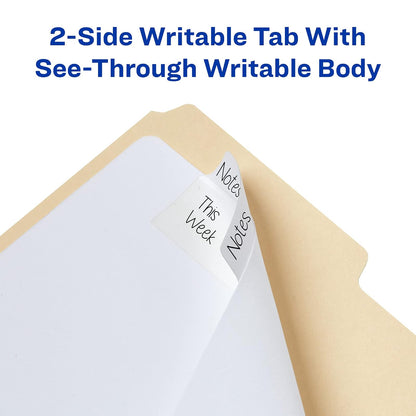 Avery Ultra Tabs, pestañas de archivo, 7.62 x 3.81 cm, escritura en 2 lados, blanco, autoadhesivas, 24 por paquete, 48 en total (2 unidades de 74776)