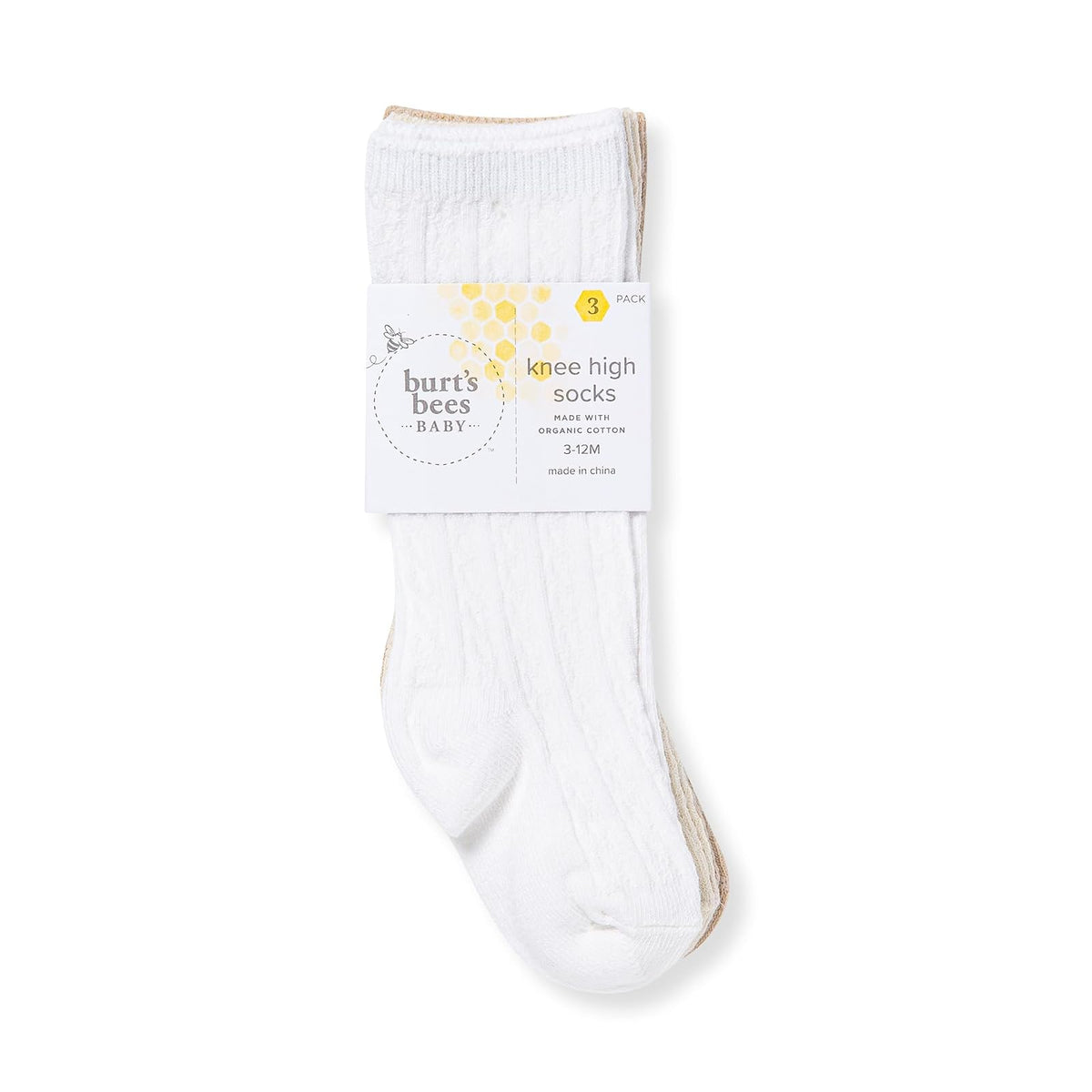 Burt's Bees Baby Knee High Organic Cotton Cable Knit Calcetines Bebé-Niñas