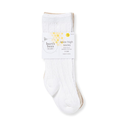 Burt's Bees Baby Knee High Organic Cotton Cable Knit Calcetines Bebé-Niñas